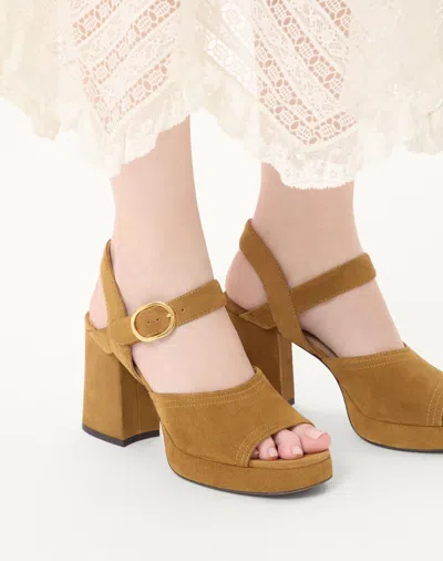 Valentino Garavani Mustard Suede Vlogo Signature Sandals In Animal Print