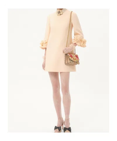 Valentino Garavani Wool And Silk Short Dress In Nude