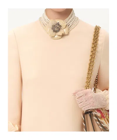 Valentino Garavani Wool And Silk Short Dress In Nude