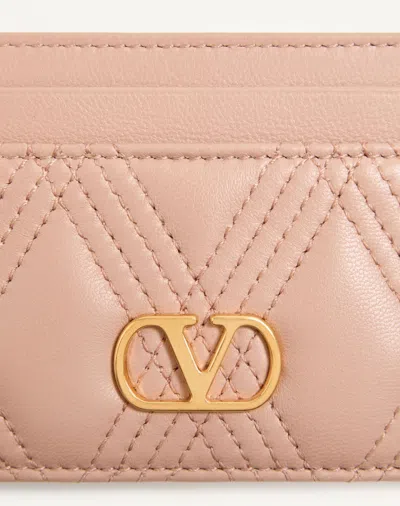 Valentino Garavani Garavani Quiltie 67 Cardholder In Quilted Nappa Woman Rose Cannelle Uni