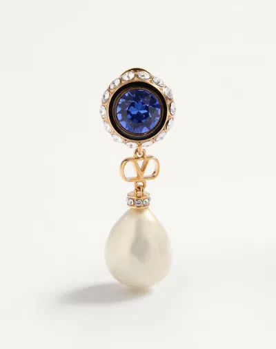 Valentino Garavani Vlogo Signature Pearl Earrings In Blue
