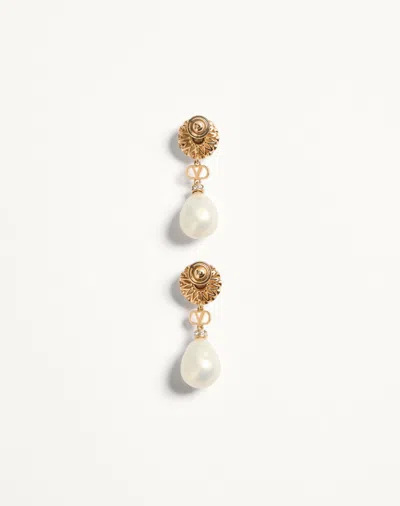 Valentino Garavani Vlogo Signature Pearl Earrings In Blue