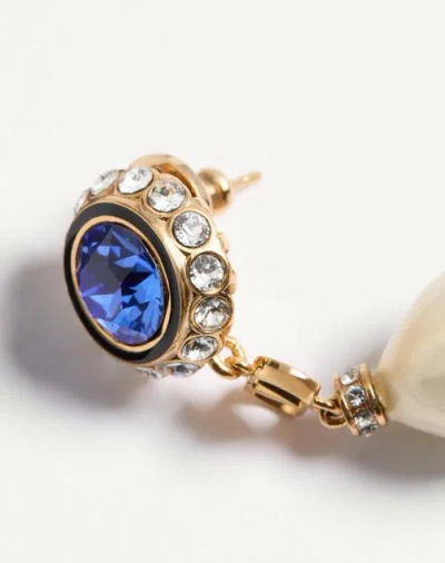 Valentino Garavani Vlogo Signature Pearl Earrings In Blue