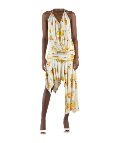 Acne Studios Patterned Dress In Azy Orange/white