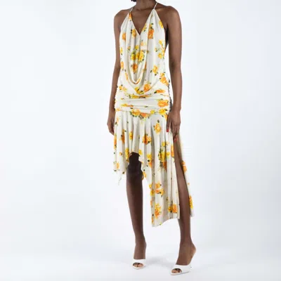 Acne Studios Patterned Dress In Azy Orange/white