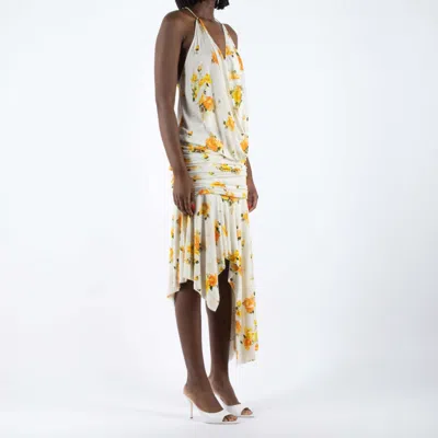 Acne Studios Patterned Dress In Azy Orange/white