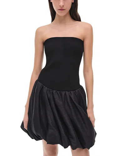 Simkhai Pollie Strapless Stretch Recycled-knit And Linen-blend Mini Dress In Black