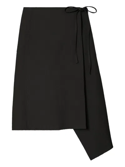 Tory Burch Wrap-effect Midi Skirt In Black