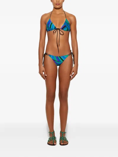 Pucci Iride Pattern Bikini Bottoms In Blue