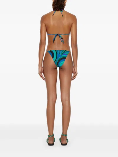 Pucci Iride-print Triangle Bikini Bottom In Green