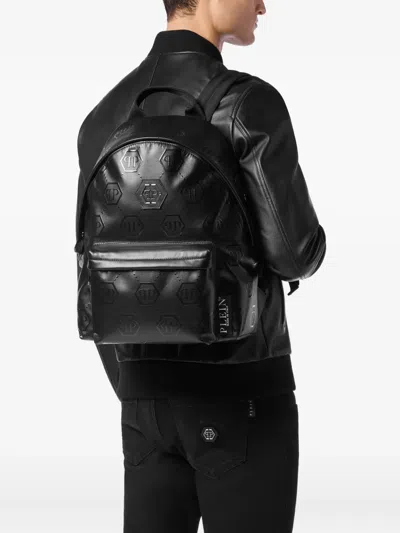 Philipp Plein Monogram-embossed Backpack In Black