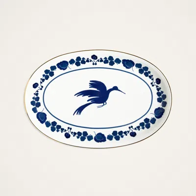 La Doublej Oval Platter In Wildbird Blue