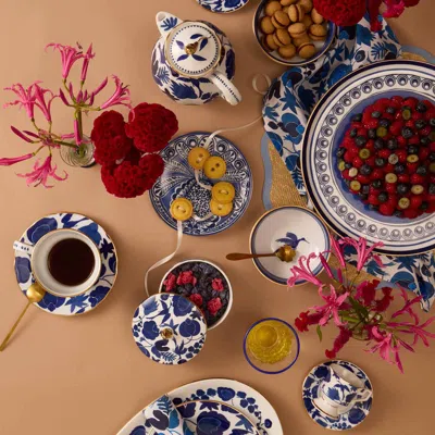 La Doublej Oval Platter In Wildbird Blue