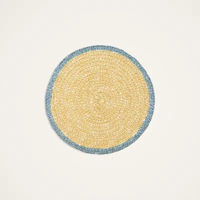 La Doublej Straw Coasters Set Of 2 In Solid Light Blue