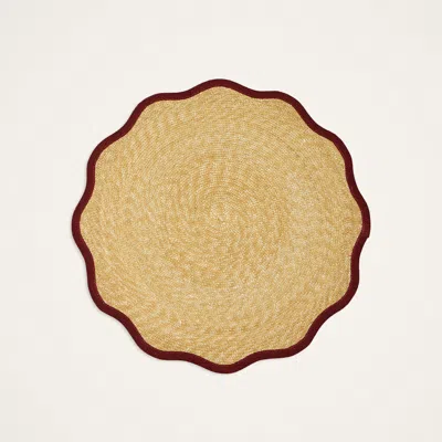 La Doublej Straw Cloud Placemats Set Of 2 In Solid Bordeaux