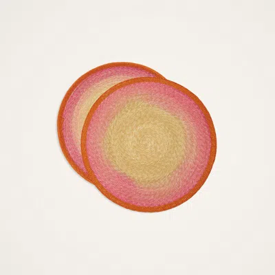 La Doublej Handpainted Sunset Placemats Set Of 2 In Gradient Fuchsia