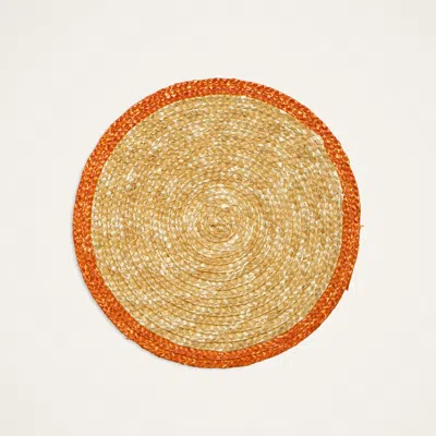 La Doublej Straw Coasters Set Of 2 In Solid Orange