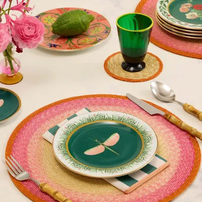 La Doublej Handpainted Sunset Placemats Set Of 2 In Gradient Fuchsia