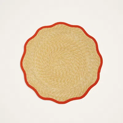 La Doublej Straw Cloud Placemats Set Of 2 In Solid Orange