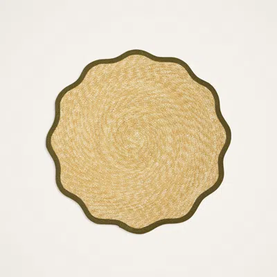La Doublej Straw Cloud Placemats Set Of 2 In Solid Olive