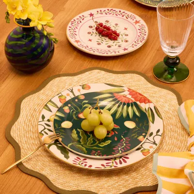 La Doublej Straw Cloud Placemats Set Of 2 In Solid Olive