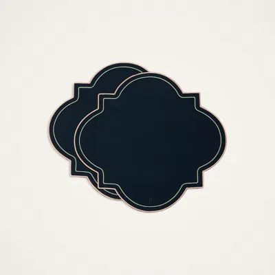 La Doublej Medallion Placemats Set Of 2 In Solid Navy