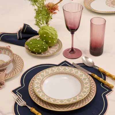 La Doublej Medallion Placemats Set Of 2 In Solid Navy