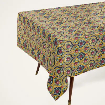 La Doublej Medium Ananas Linen Tablecloth In Ananas Yellow