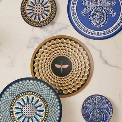 La Doublej Disk Placemats Set Of 2 In Big Pineapple Blue