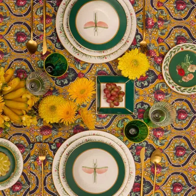 La Doublej Medium Ananas Linen Tablecloth In Ananas Yellow