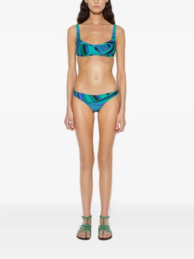 Pucci Iride-print Triangle Bikini Bottom In Green