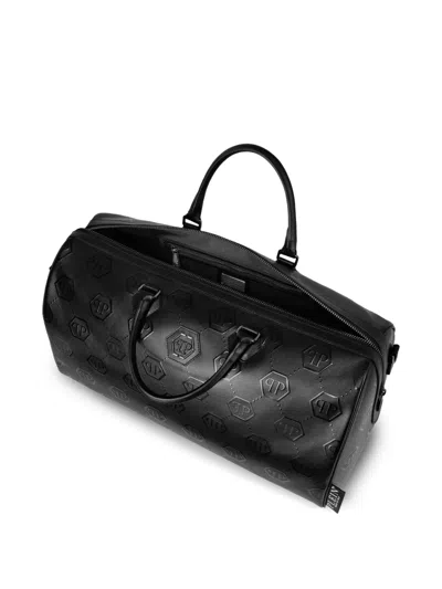 Philipp Plein Embossed Monogram Weekend Bag In Black