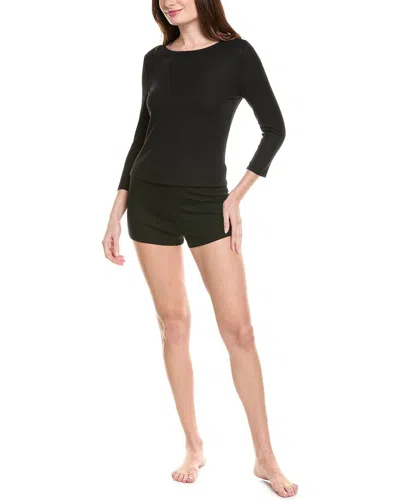 Natori 2pc Rib Essential Pajama Set In Black