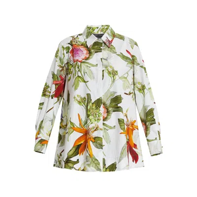 Marina Rinaldi Appia Floral Cotton Button-up Shirt In Multi