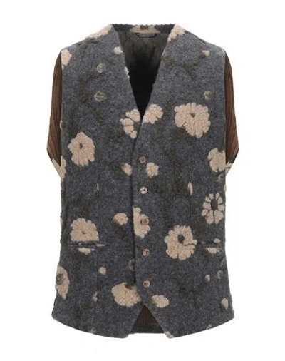 Grey Daniele Alessandrini Man Tailored Vest Grey Size 38 Wool, Polyester In Grey