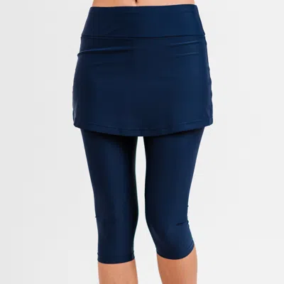 Calypsa Skirted Swim Capris In Blue