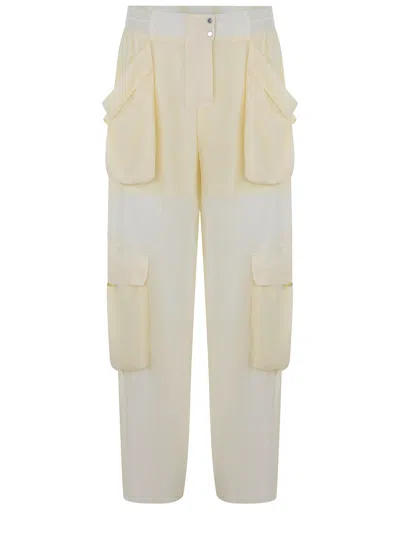 Pinko Straight Cargo Pants In Giallo Chiaro