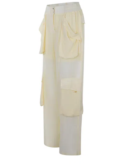 Pinko Straight Cargo Pants In Giallo Chiaro