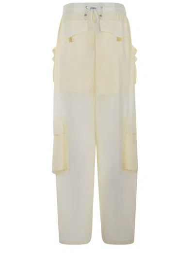 Pinko Straight Cargo Pants In Giallo Chiaro