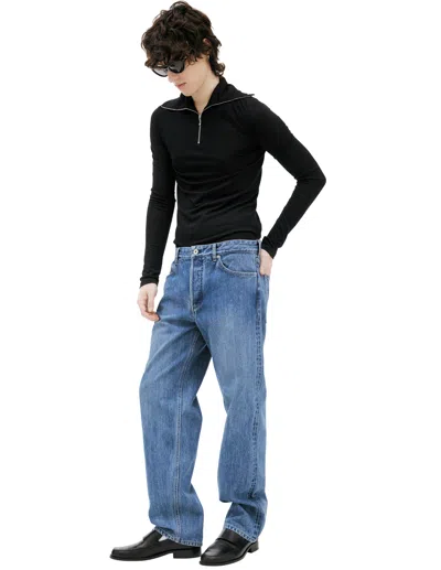 Jil Sander Straight Jeans With Patch In Blue