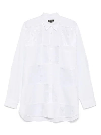 Comme Des Garçons Homme Deux Cotton Shirt W/ Mesh Inserts In White