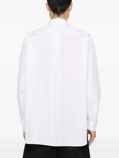 Comme Des Garçons Homme Deux Cotton Shirt W/ Mesh Inserts In White