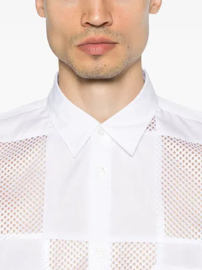 Comme Des Garçons Homme Deux Cotton Shirt W/ Mesh Inserts In White