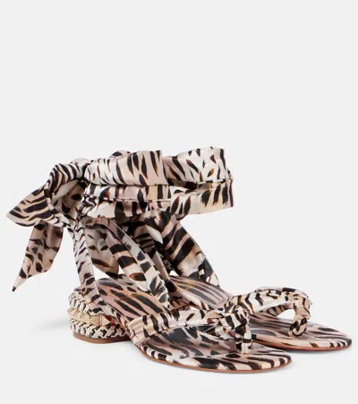 Christian Louboutin Pyra Du Desert Leopard Red Sole Sandals In Pink