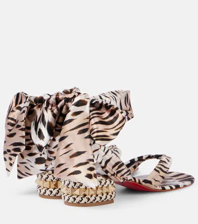 Christian Louboutin Pyra Du Desert Leopard Red Sole Sandals In Pink