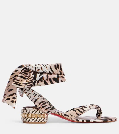 Christian Louboutin Pyra Du Desert Leopard Red Sole Sandals In Pink