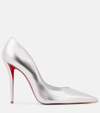 Christian Louboutin Women Miss Z 100mm Pumps In Pearlescent Leather In Silver