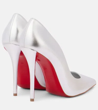 Christian Louboutin Women Miss Z 100mm Pumps In Pearlescent Leather In Silver