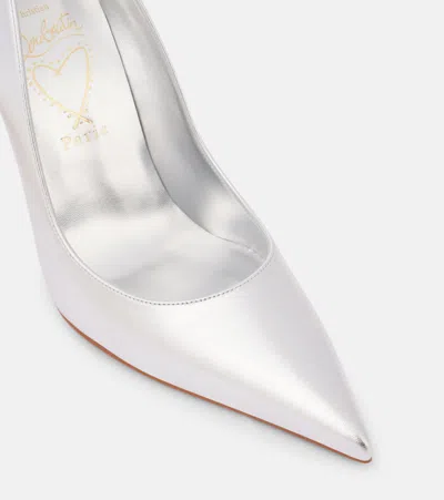 Christian Louboutin Women Miss Z 100mm Pumps In Pearlescent Leather In Silver