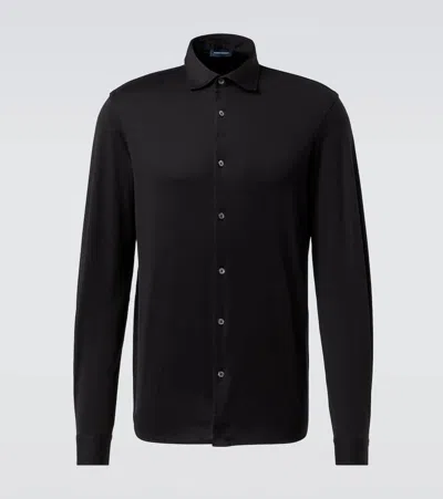 Thom Sweeney Cotton Jersey Shirt In Black